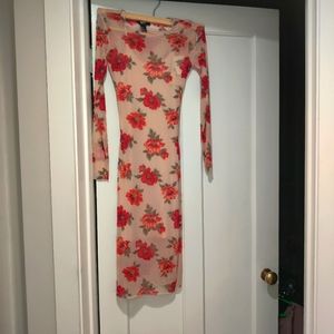 Floral Long Sleeve Mesh Bodycon Dress